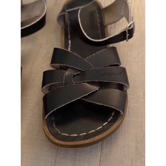 Salt Water Original Leather Sandals Black Size 5 With Adjustable Ankle Strap - Picture 3 of 8